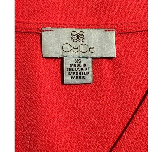 CeCe Women's XS Hot Pink V-Neck Long‎ Sleeve Blouse Casual Top NWOT - Picture 4 of 7